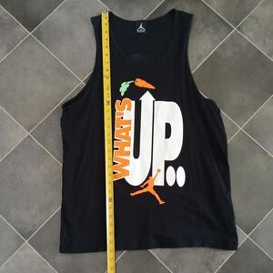 Jordan Black Tank Top with White and Orange Print